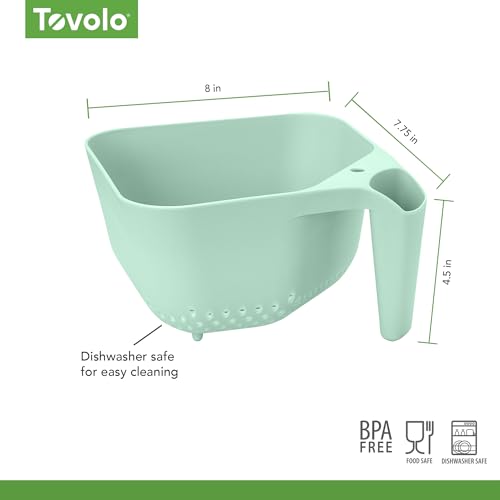 Tovolo 3 Quart Square Colander with Handle - BPA Free Strainer for Pasta & Veggies