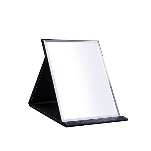Portable PU Leather Folding Desktop Makeup Mirror with Adjustable Stand