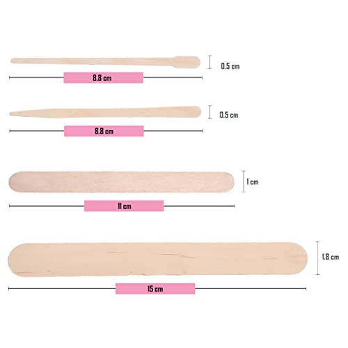 500 Pcs Assorted Wooden Wax Sticks for Eyebrow & Body Waxing