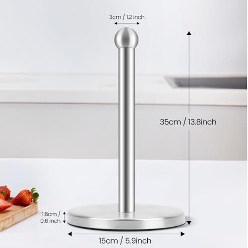 Stainless Steel Paper Towel Holder with Weighted Base - Silver