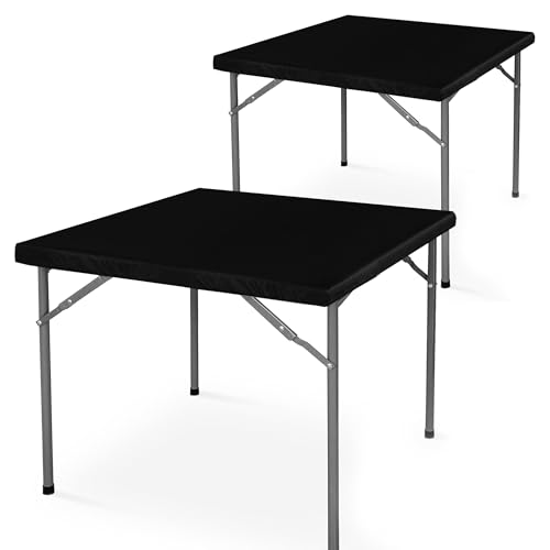 LUSHVIDA Waterproof Fitted Table Cover 34x34 inch - 2 Pack Black