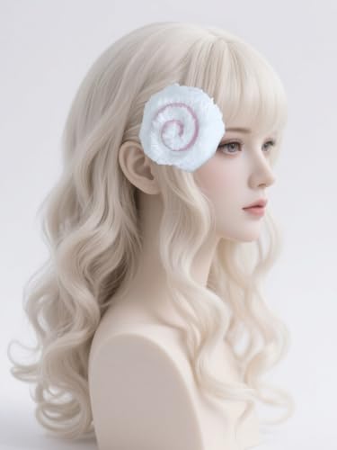White Fish Cake Hair Clips - Cute Plush Accessories for Women
