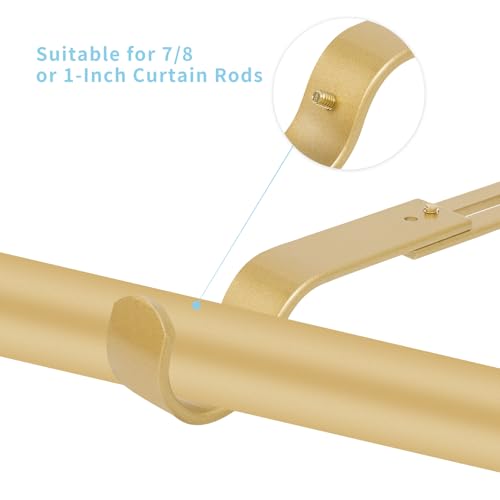 Heavy Duty Adjustable Curtain Rod Brackets - 3 Pack Gold