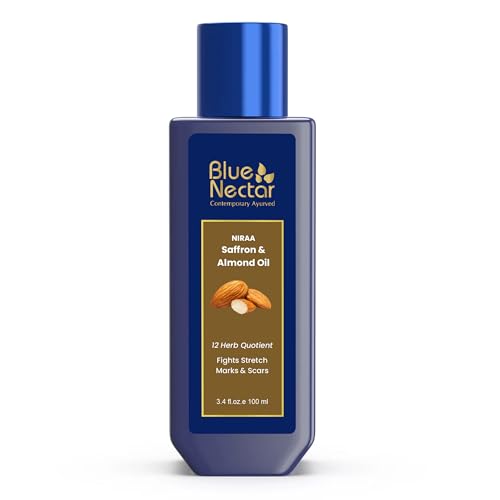 Blue Nectar Saffron & Almond Body Oil 3.38 Fl Oz - Moisturizer for Crepey Skin