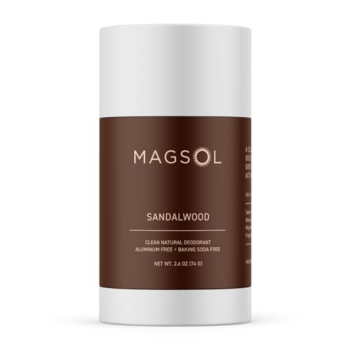 MagSol Magnesium Deodorant for Men Sandalwood, Aluminum & Baking Soda Free, Long-Lasting Natural Odor Protection, 2.6 oz