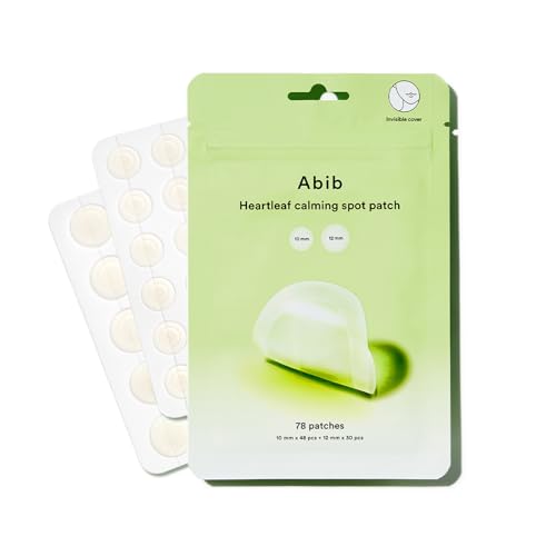 Abib Heartleaf Calming Pimple Patches Waterproof & Invisible - 78 Patches, 2 Sizes