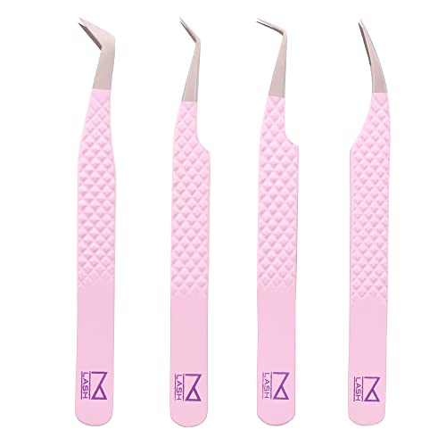 M Lash V5 Lilac Tweezers Set of 4 for Eyelash Extensions