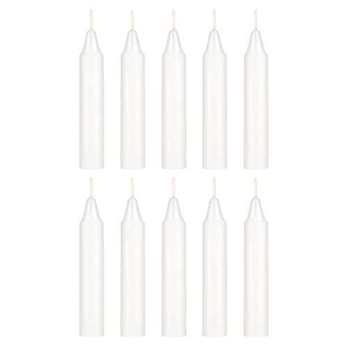 10 Pack Unscented White Mini Taper Candles - 4 Inch for Rituals