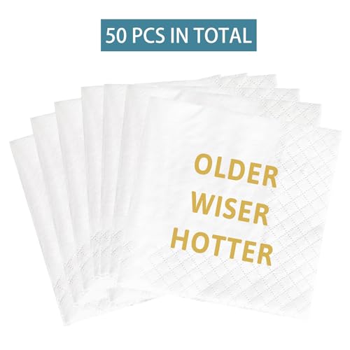 Funny Birthday Napkins, 50-Pack, 2-Ply, 4.5 x 4.5 in for Milestone Celebrations