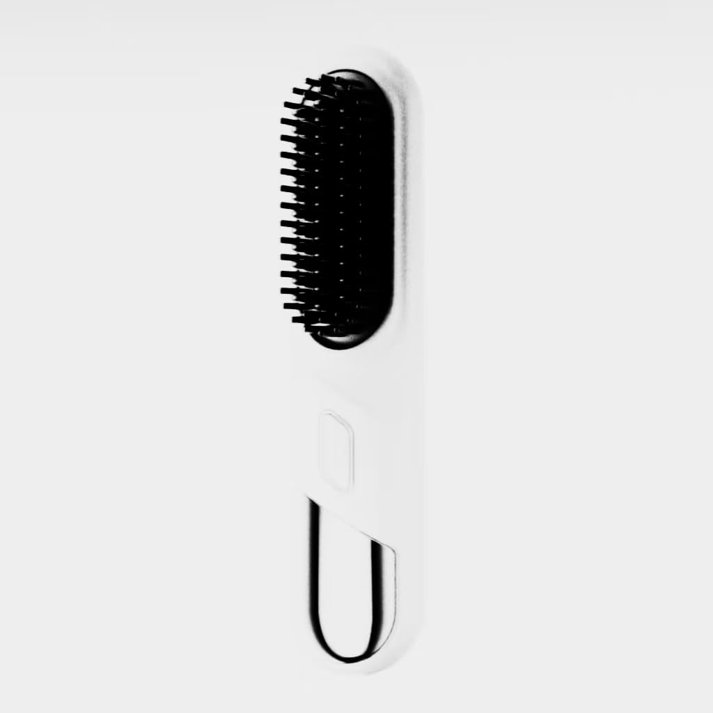 Cordless Hair Straightener Brush Portable on The go Comb for Travel USB chargingTwo Power sources30s Fast HeatingLCD Large Screen Display (White) dfx-010101