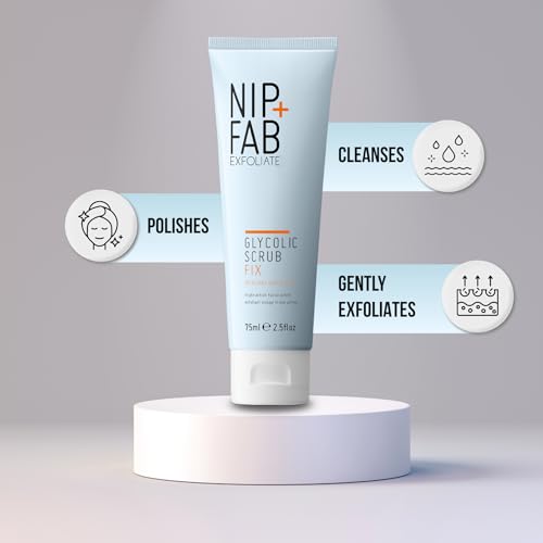 Nip+Fab Glycolic Fix Exfoliating Face Scrub 2.5 Fl Oz - Brightening AHA & Salicylic Acid
