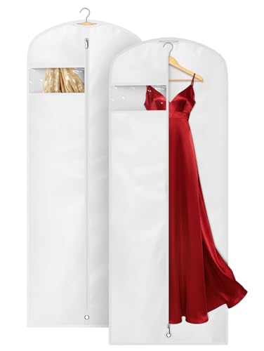 65" Wedding Dress Garment Bags - Clear Window & Foldable, 2 Pack