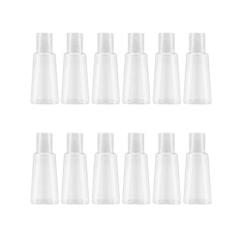 12 Pack 1oz Refillable Plastic Travel Squeeze Bottles with Flip Cap