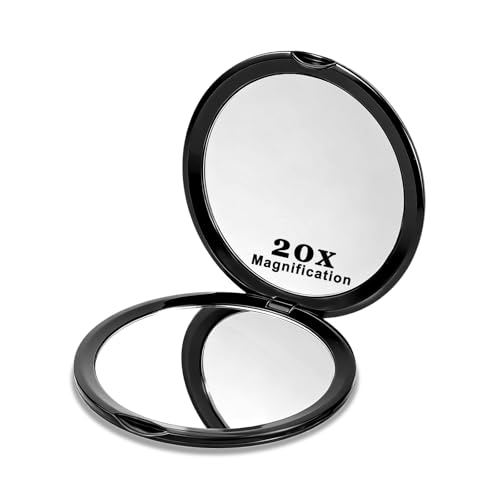 Gsbnjuy Double-Sided Compact Mirror with 20X Magnification for Travel & Purse