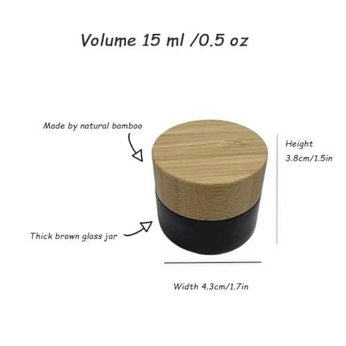 15g Frosted Glass Cosmetic Jar with Bamboo Lid - 4 Pack