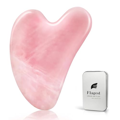 Rose Quartz Gua Sha Tool for Face & Body - Heart-Shaped Massage Stone