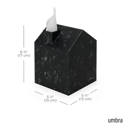 Umbra Casa Tissue Box Cover - Stylish Square Holder, Ocean Black