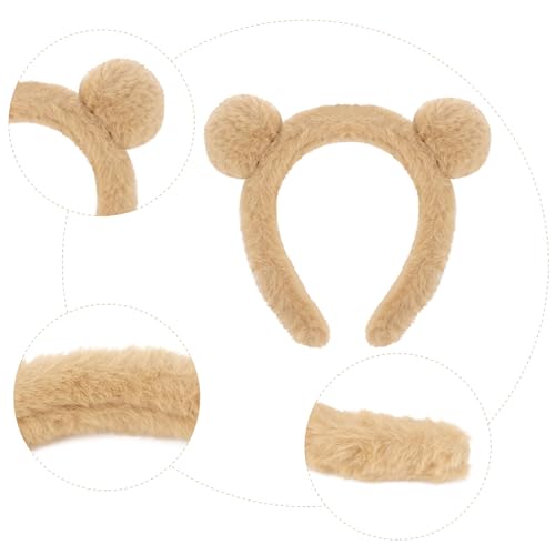 Ondder PatternB Light Brown Bear Ears Headbands Set - Cute Spa & Makeup Hair Accessories
