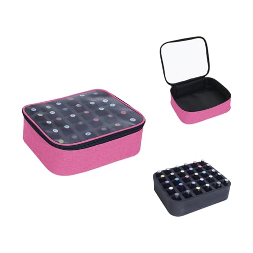Rose Red Nail Polish Organizer Case Holds 30 Bottles with Pad