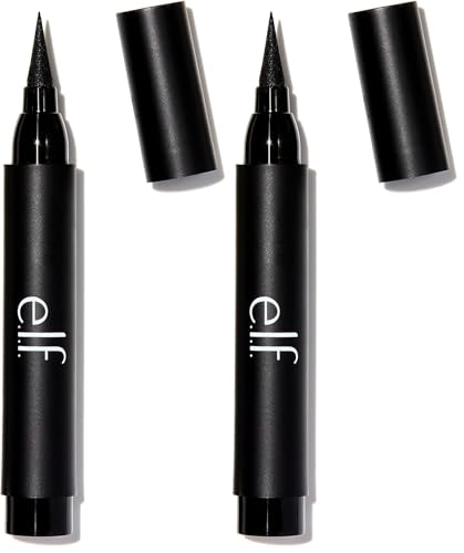 e.l.f. Intense Ink Eyeliner - Long-Lasting Black Color, Precision Tip, Vegan, Pack of 2