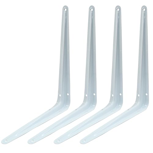 Heavy Duty White Shelf Brackets 8x10 Inch - 4 Pack with Anchors