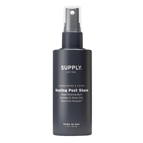SUPPLY Healing Post Shave Spray for Men ? Alcohol-Free Aftershave to Soothe Irritation, Hydrate Skin & Reduce Razor Burn ? Sensitive Skin Friendly ? Sandalwood & Cedar, 2 oz