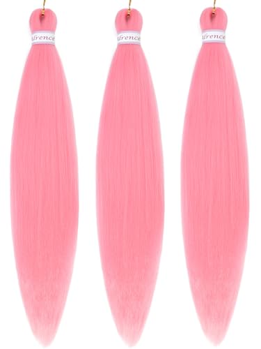 Alrence 30 Inch Pink Braiding Hair - Pre Stretched 3 Packs for Knotless Braids