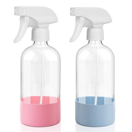 Pink & Light Blue 16.9oz Refillable Plastic Spray Bottles 2 Pack - Versatile & Leakproof