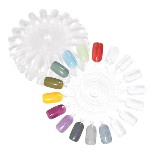 Siyuwuro 20Pcs Clear Nail Swatch Wheels for Acrylic Nail Art Display & Practice