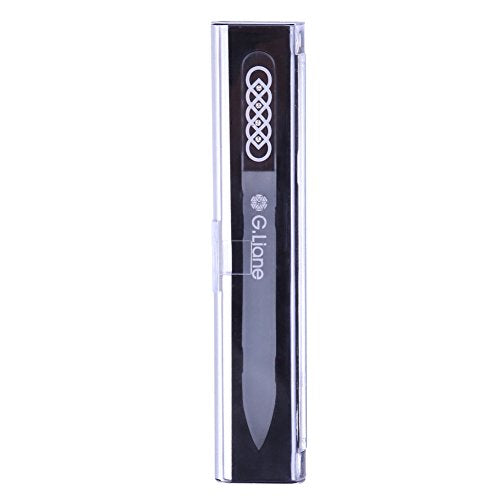G.Liane Silver Celtic Glass Nail File with Austria Crystals - Professional Manicure Set, Eco-Friendly & Washable