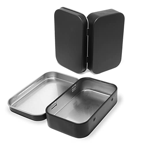 Murtenze 4-Inch Hinged Metal Tin Box - Matte Black Storage Container (12PCS)