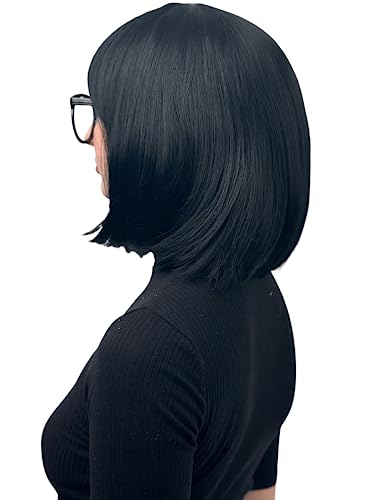 Edna Mode Wig and Glasses - Black Flapper Bob Wig for Women