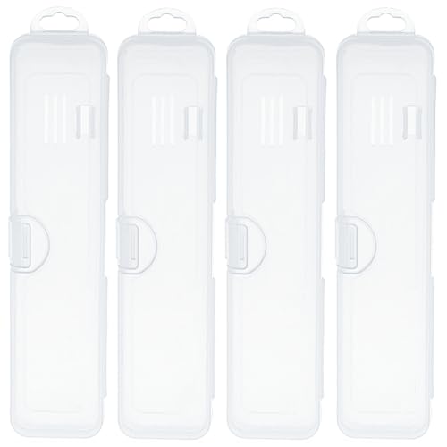 4 Pack Travel Toothbrush & Tongue Scraper Cases - Clear, Breathable, Compact