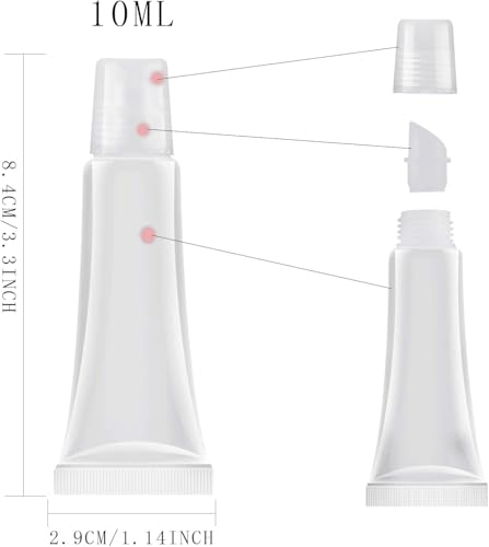 10ml Refillable Empty Lip Gloss Tubes - 20 Pack Travel Containers