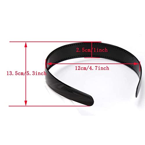 20 Pack Black Plastic Headbands with Teeth - Durable Hair Accessories for Women & Girls