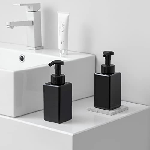 15oz Black Foaming Soap Dispenser - 4 Pack, Refillable Pump Bottle