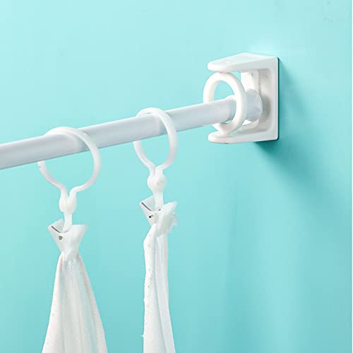 4-Pack White Curtain Rod Holders with Swivel Ring - Easy Install