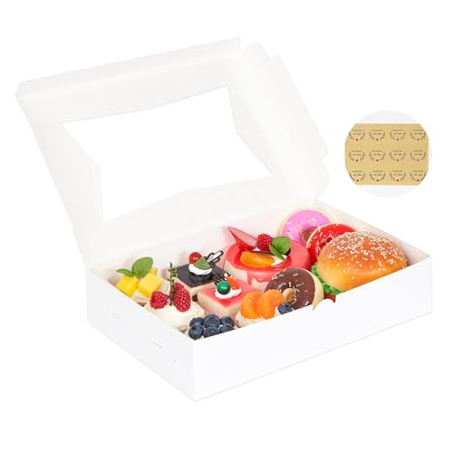 Yeplan 10-Pack Bakery Boxes with Window, 12x8x2.5 Inch Treat Boxes