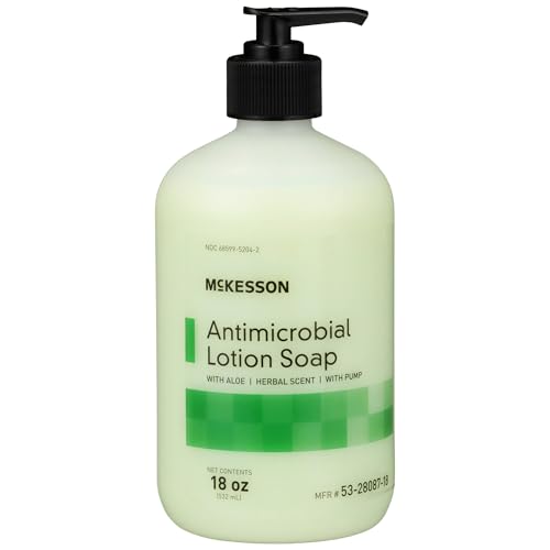 McKesson Antimicrobial Hand Soap with Aloe - 18 oz Pump Bottle, Herbal Scent, Moisturizing, Medical-Grade