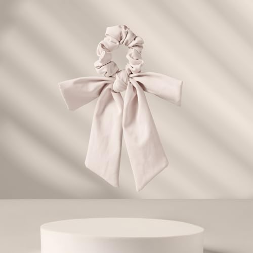 White Goddess Ribbon Bow Scrunchie - Ultra-Soft Hair Accessory