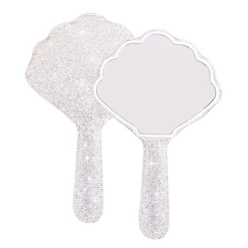 Framendino Rhinestone Shell Handheld Mirror - Sparkling Bling Makeup Mirror