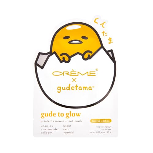 Gudetama Brightening Sheet Mask Pack - Vitamin C, Niacinamide & Collagen, 3 Sheets