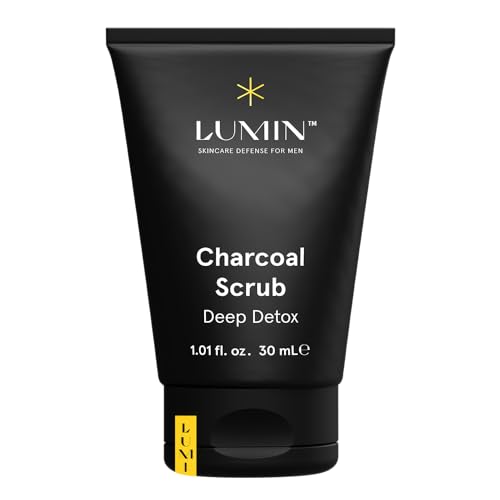 Lumin Charcoal Face Scrub for Men 1.01 Fl Oz Deep Detox Exfoliator