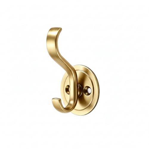 Brushed Gold Zinc Alloy Towel Hooks - Anti-Rust 3 Pack