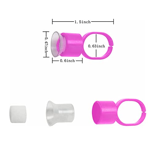 50pcs Pink Microblading Ink Ring Cups with Sponge - Permanent Makeup & Eyelash Extension Supplies