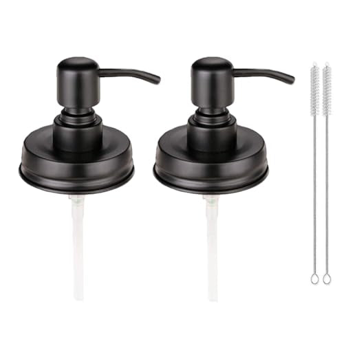 Mason Jar Soap Dispenser Lids with Pumps - 2 Pack, Rustproof Stainless Steel for 16 oz Jars