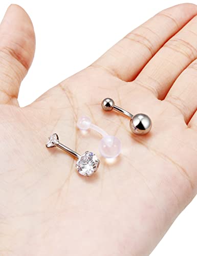 Goerhsjie Belly Button Piercing Kit Set for Women Men 14G Surgical Steel Navel Jewelry
