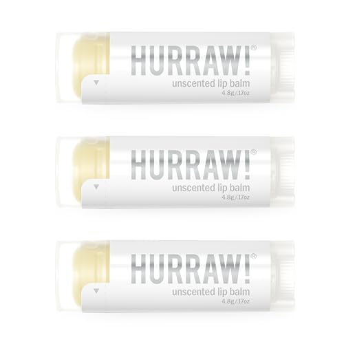 HURRAW! Organic Unscented Lip Balm - 3 Pack, Vegan & Cruelty-Free