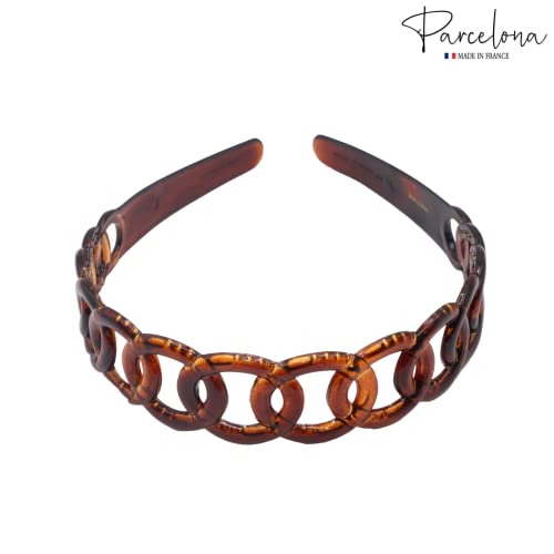 Parcelona French Tortoise Shell Wide Hair Headband, Cellulose Acetate