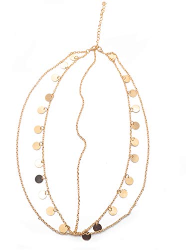 Women Bohemian Gold Head Chain Bridal Hair Jewelry Headpiece for Wedding & Party